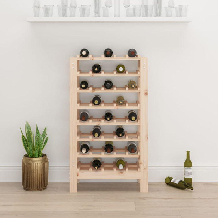 Brayden Studio Tharon 40 Bottle Solid Wood Floor Wine Bottle Rack in